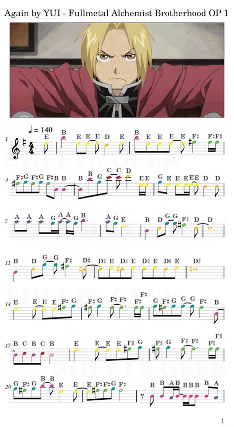 fullmetal alchemist brotherhood sheet music